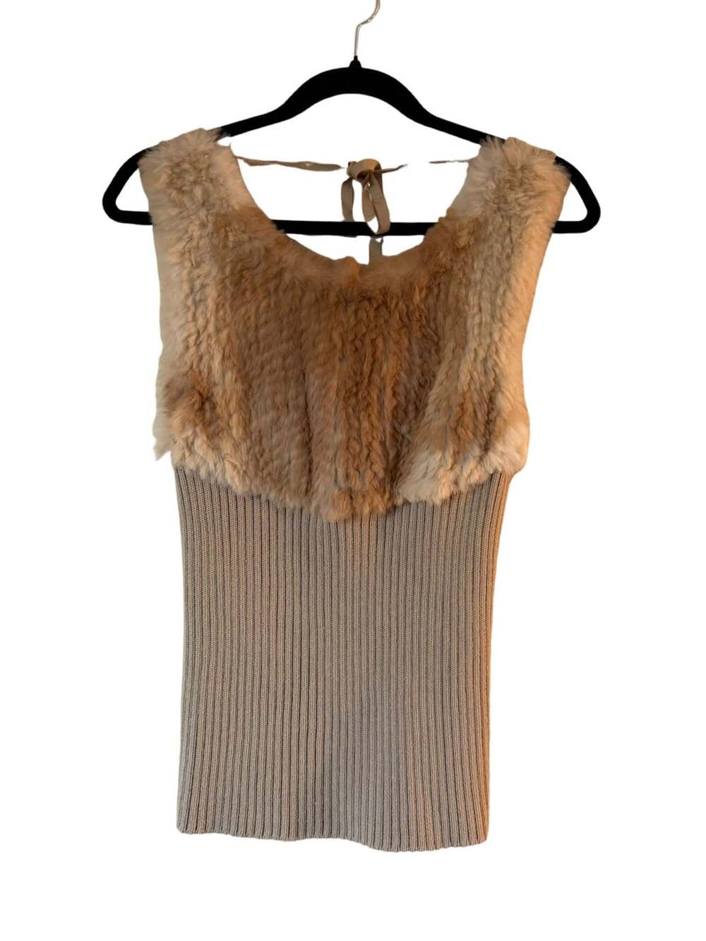 BCBGMAXAZRIA Rabbit Fur and Wool Blend Sleeveless Top - Picture 2 of 4
